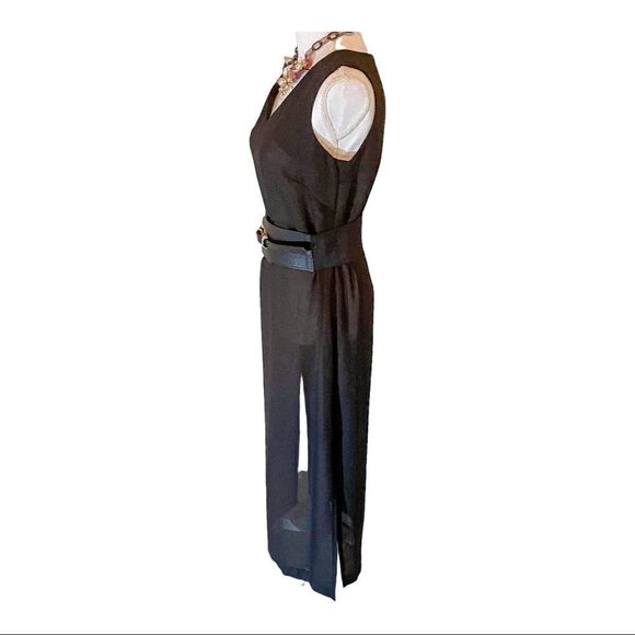 Vintage Danny & Nicole Black Two Piece Maxi Dress with Animal Print Jacket SZ 6 - Picture 5 of 16